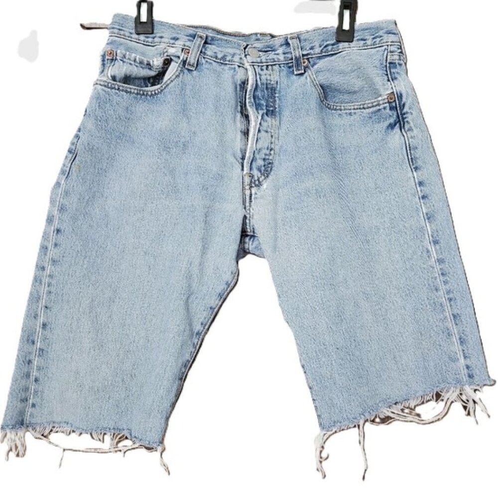 Vintage LEVIS 501 Mens cutoff jean shorts 34 W 2000s button fly faded GUC Ac3